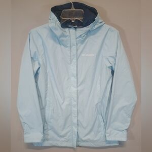Columbia Girls Youth Large Light Blue Hooded Jacket Mesh Lined